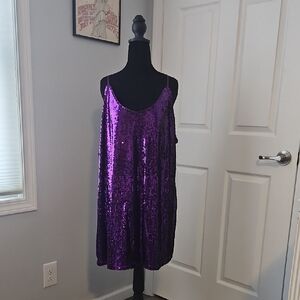 Allegra K Purple Sequin Mini Dress 3X
